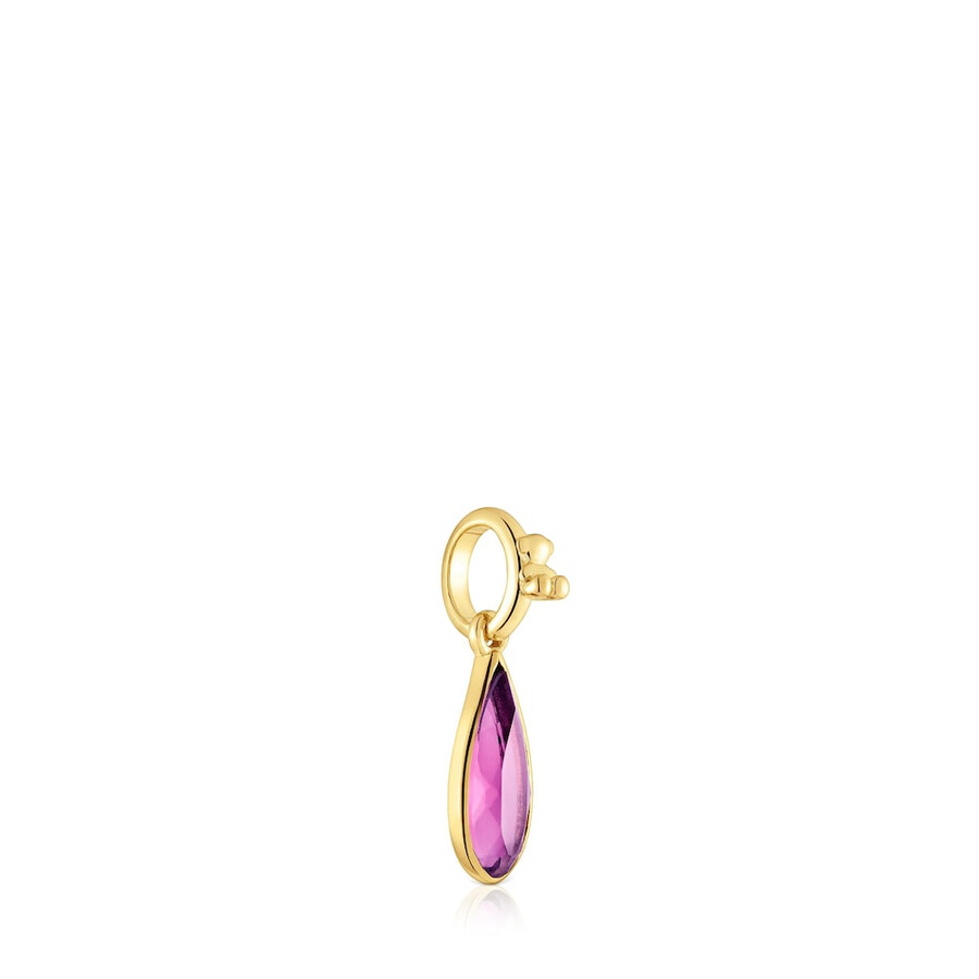 piccolo pendente placcato oro 18kt su argento con medaglioni di rodolite