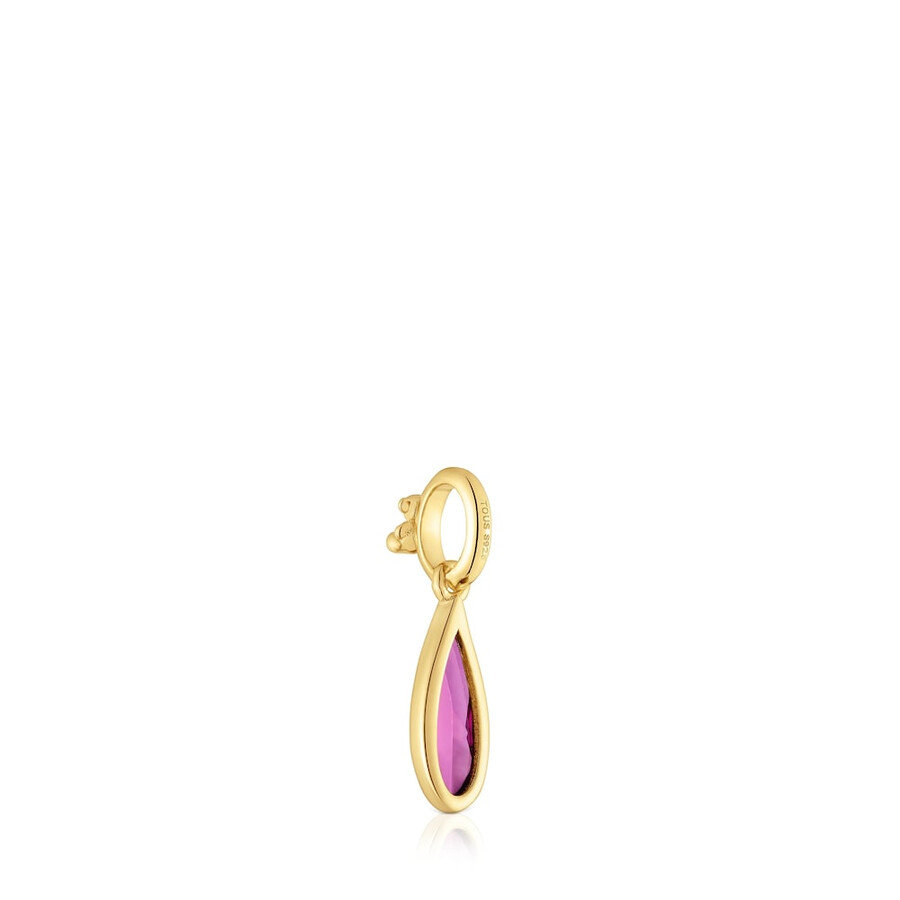 piccolo pendente placcato oro 18kt su argento con medaglioni di rodolite