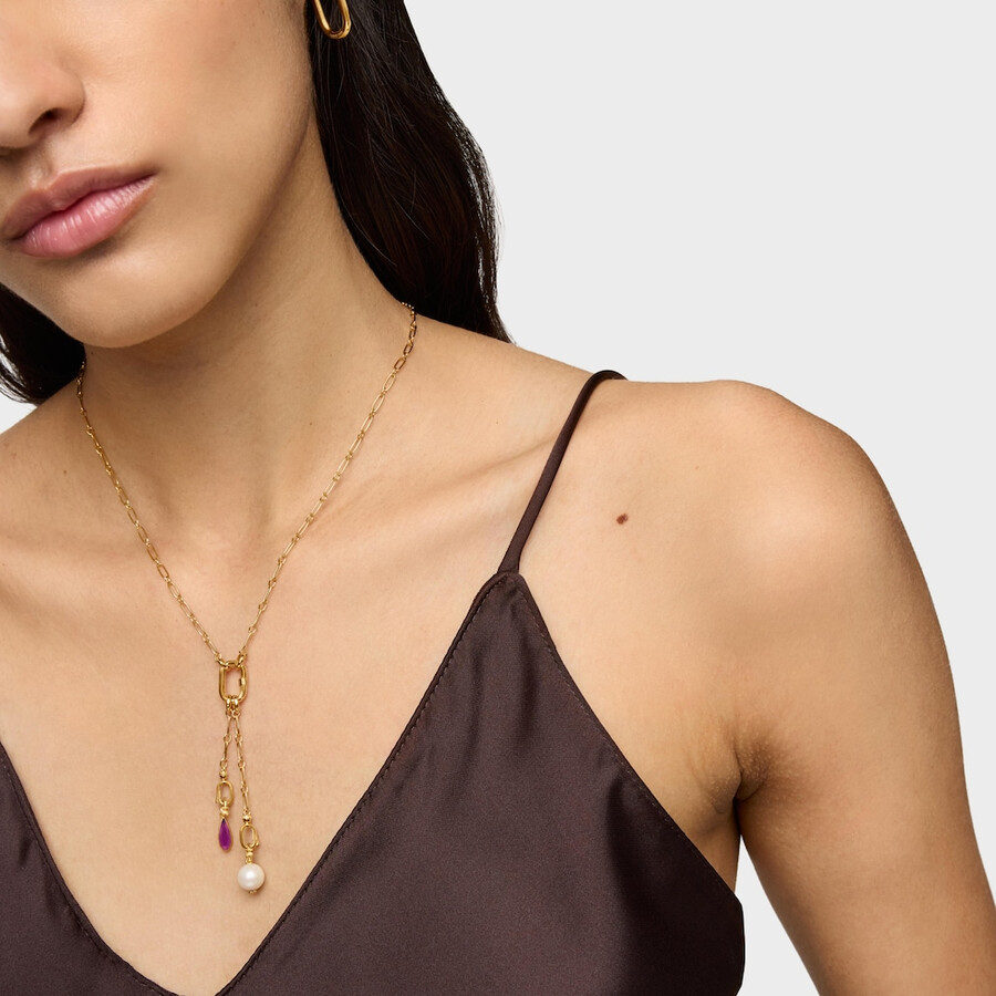 piccolo pendente placcato oro 18kt su argento con medaglioni di rodolite