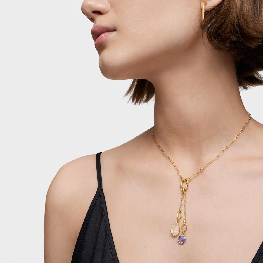 piccolo pendente placcato oro 18kt su argento con medaglioni di iolite