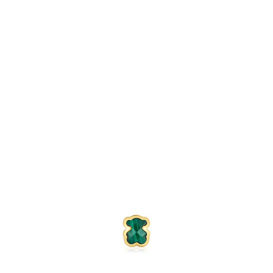 ciondolo con motivo a orso in argento e malachite da 7 mm placcato in oro 18kt tous basics