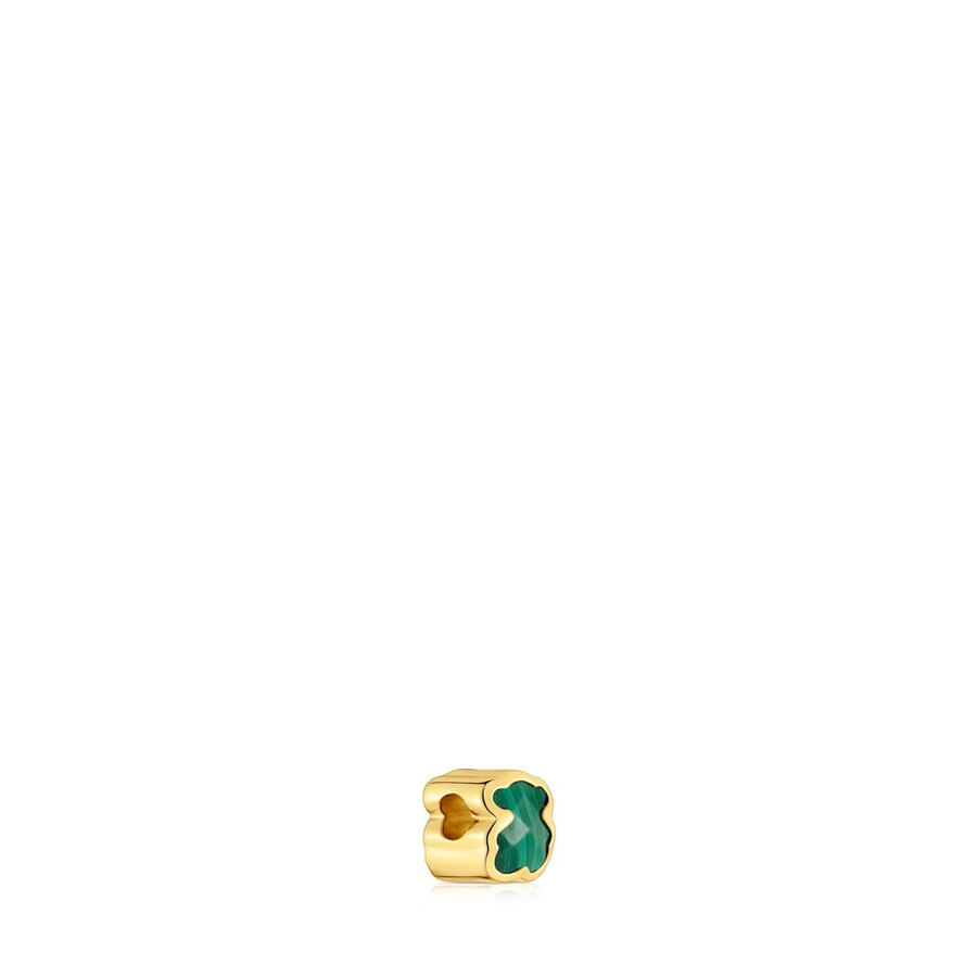 ciondolo con motivo a orso in argento e malachite da 7 mm placcato in oro 18kt tous basics