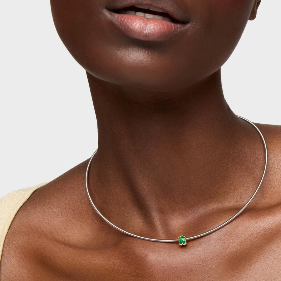 ciondolo con motivo a orso in argento e malachite da 7 mm placcato in oro 18kt tous basics