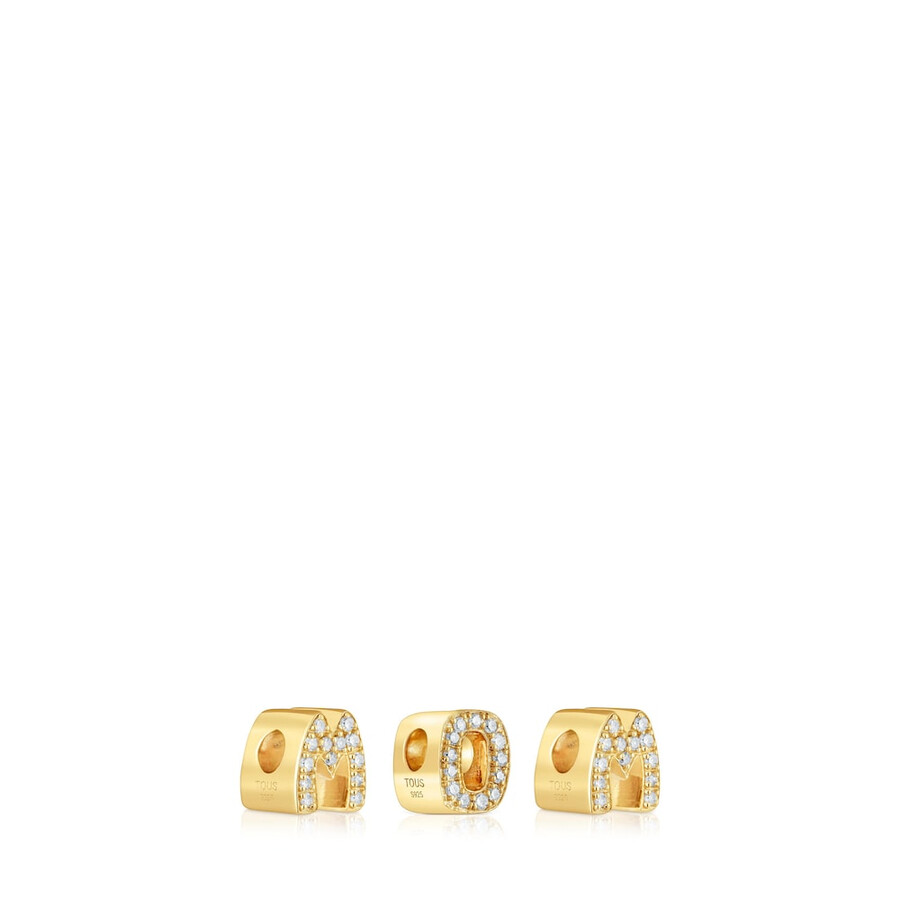confezione di ciondoli placcati in oro 18kt su argento con diamanti tous mom