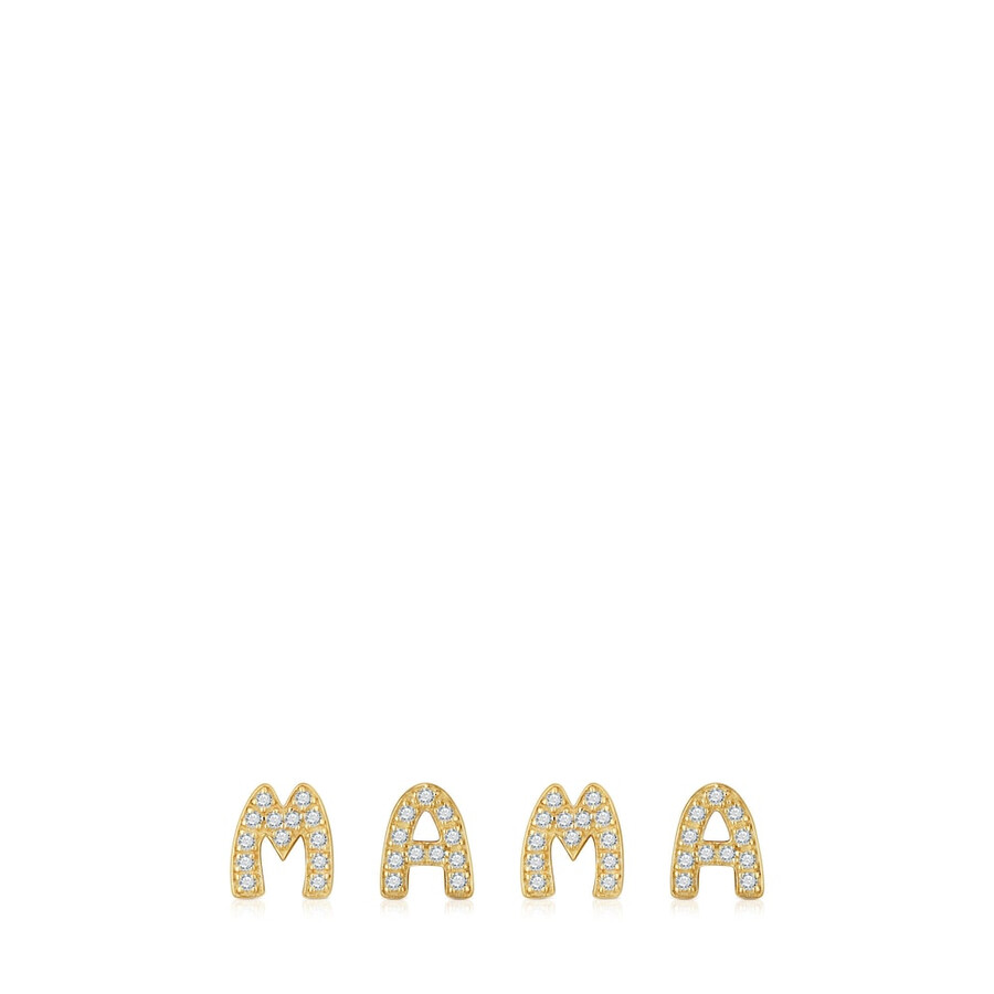 confezione di ciondoli tous mama placcati in oro 18kt su argento con diamanti