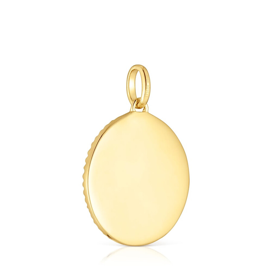 ciondolo medaglione con placcatura in oro 18kt su argento e pietre preziose daisy