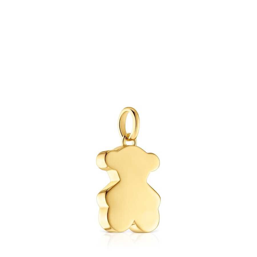 piccolo ciondolo a forma di orsetto in argento placcato in oro 18kt da 16 mm sweet dolls