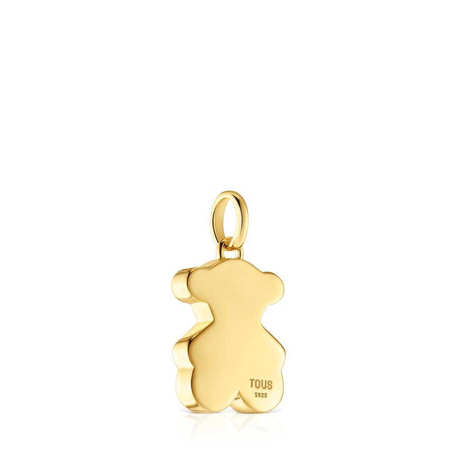 piccolo ciondolo a forma di orsetto in argento placcato in oro 18kt da 16 mm sweet dolls