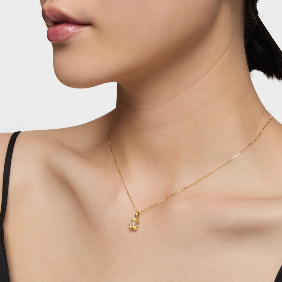 ciondolo a forma di orso in oro con diamante creato in laboratorio tous lili