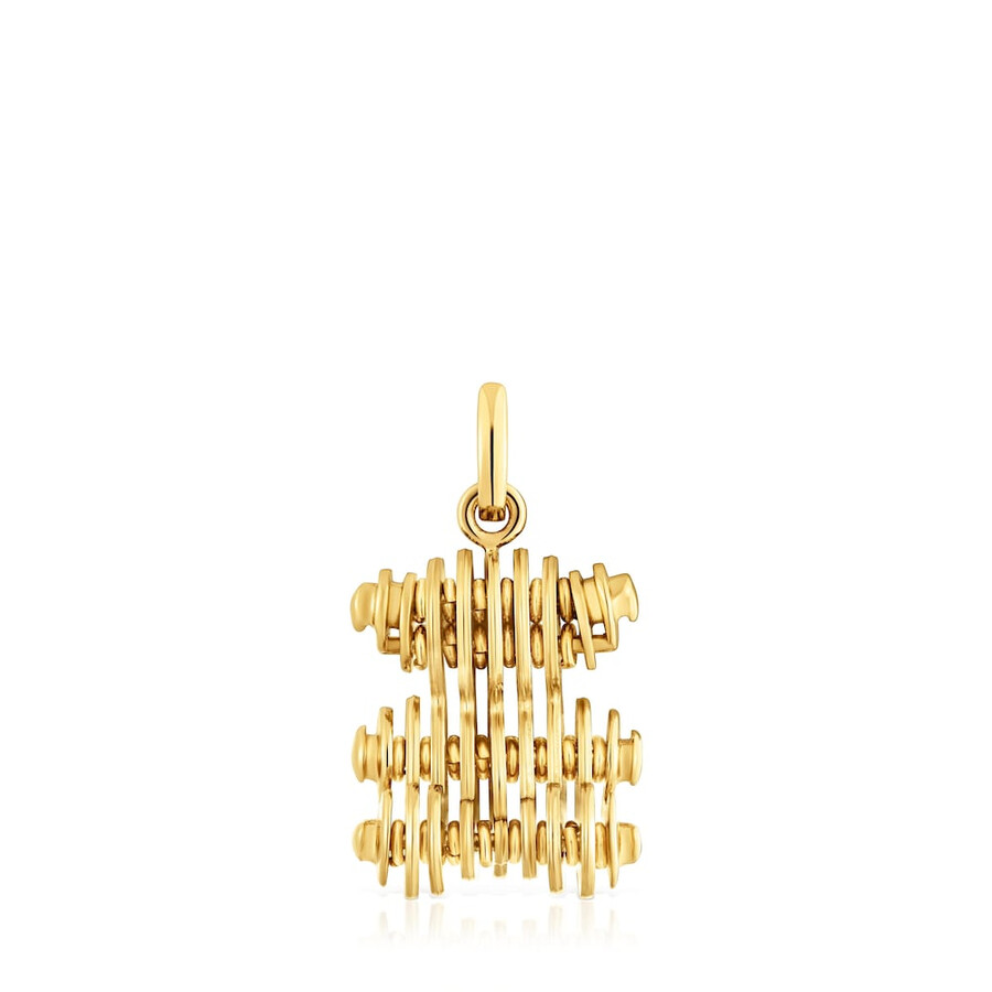 ciondolo a forma di orso con placcatura in oro 18kt su argento laminato bold bear