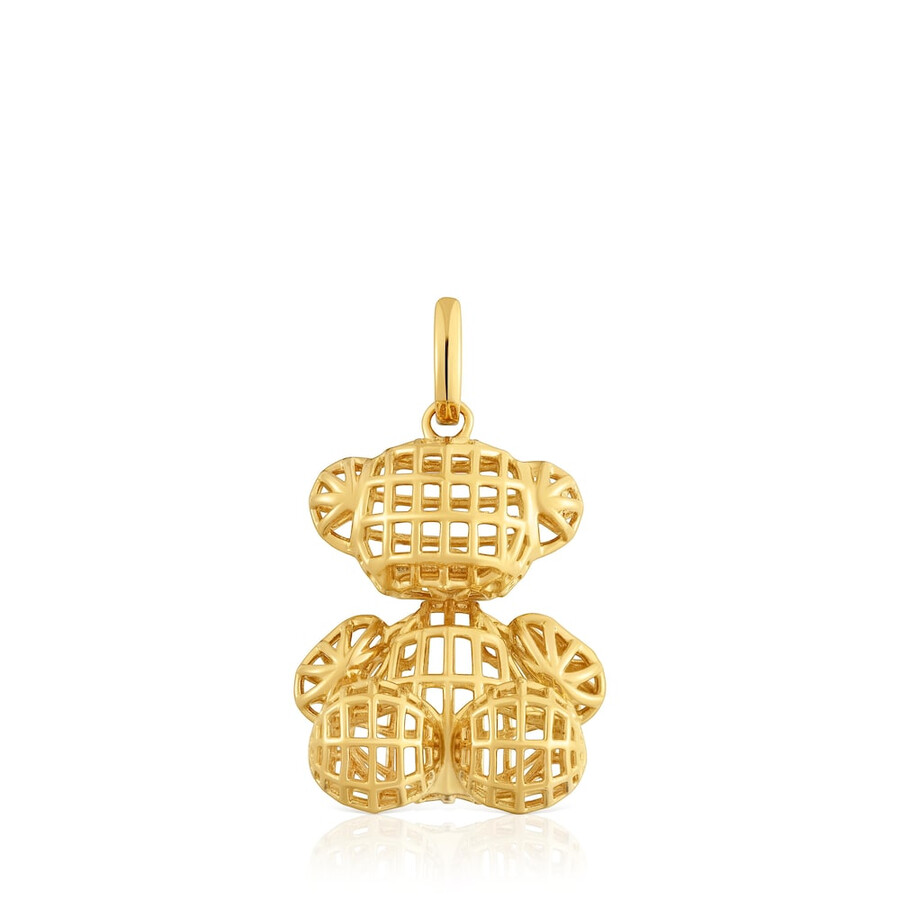 ciondolo a forma di orso fustellato con placcatura in oro 18kt su argento bold bear