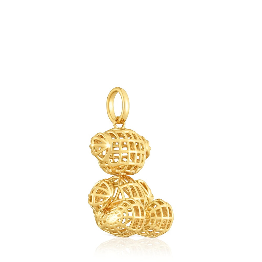 ciondolo a forma di orso fustellato con placcatura in oro 18kt su argento bold bear