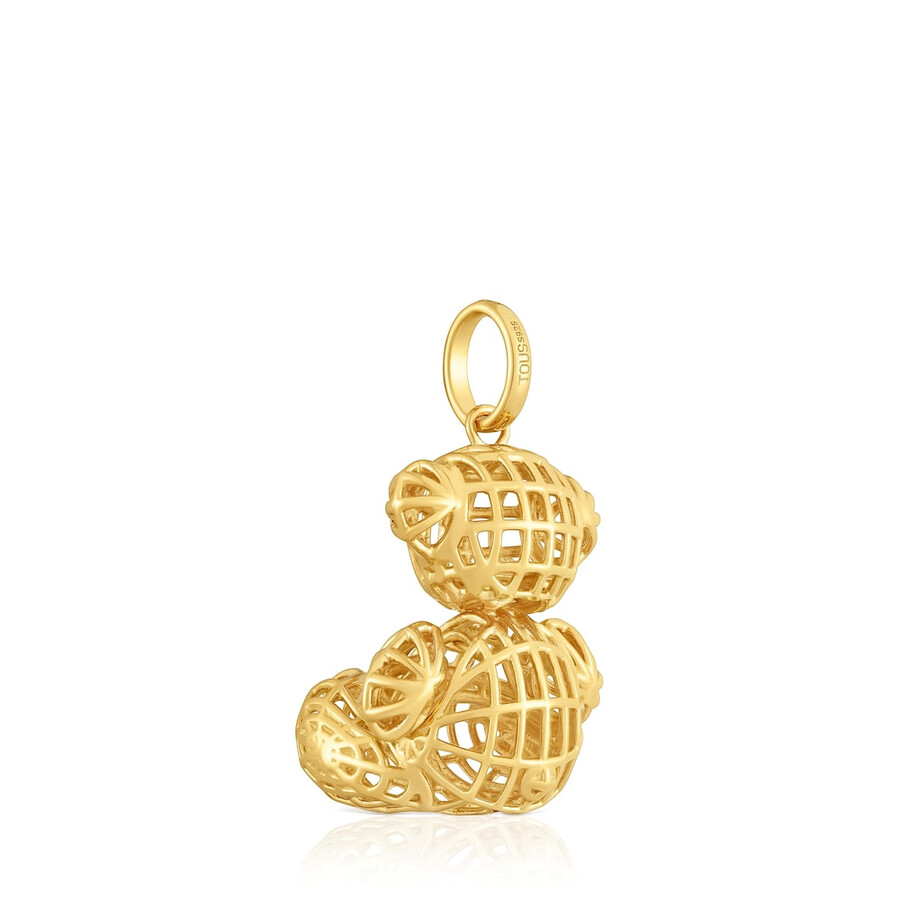 ciondolo a forma di orso fustellato con placcatura in oro 18kt su argento bold bear