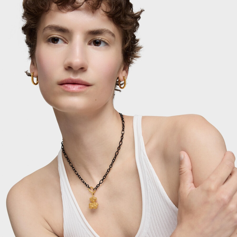 ciondolo a forma di orso fustellato con placcatura in oro 18kt su argento bold bear