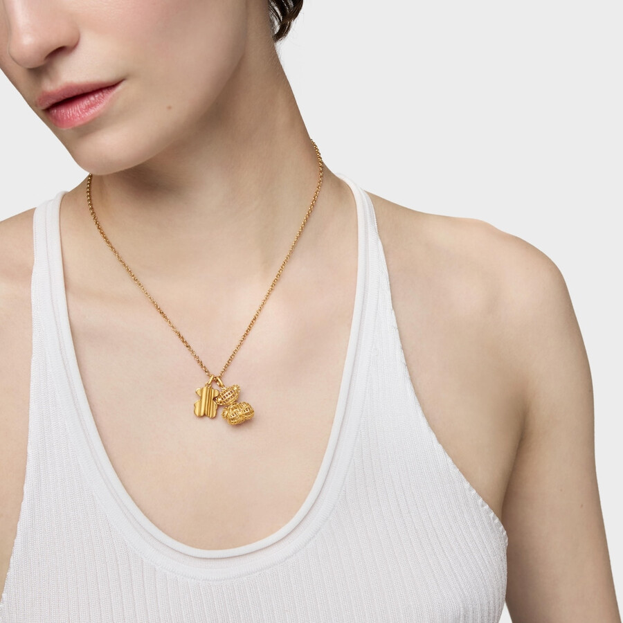 ciondolo a forma di orso fustellato con placcatura in oro 18kt su argento bold bear