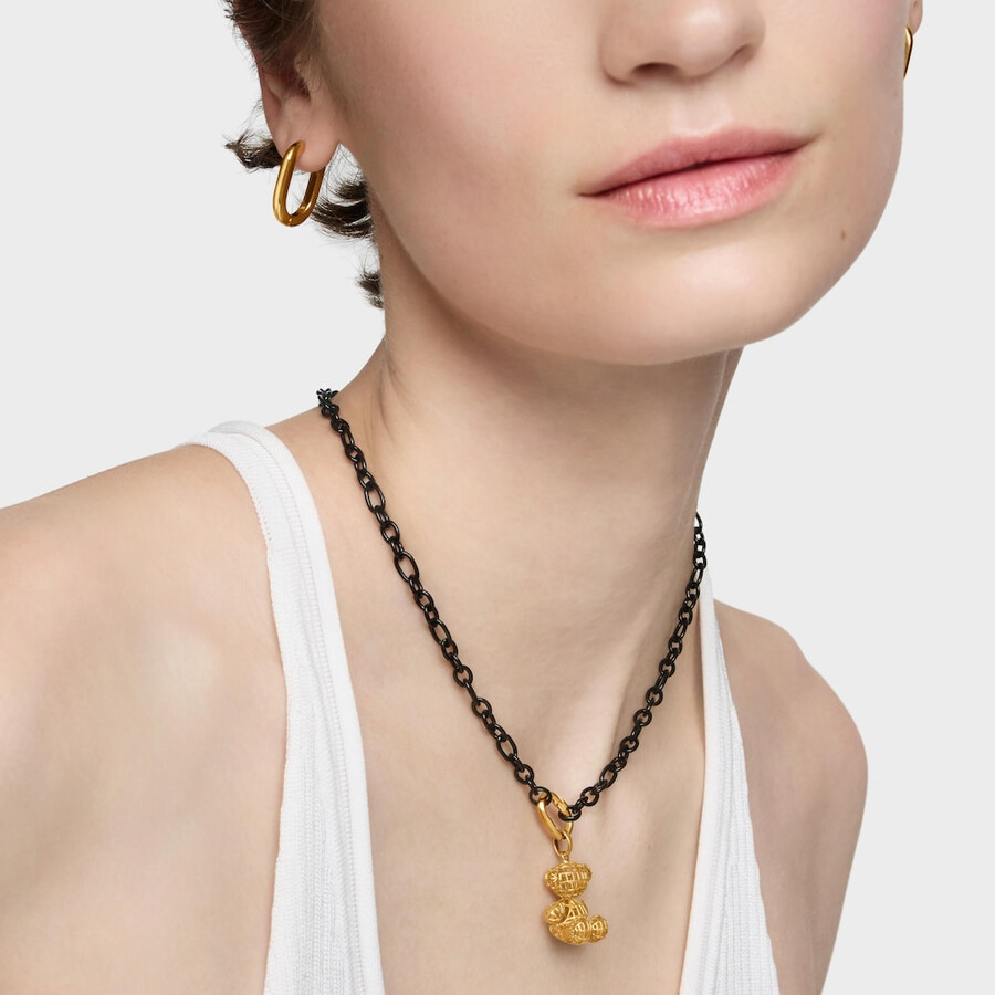 ciondolo a forma di orso fustellato con placcatura in oro 18kt su argento bold bear