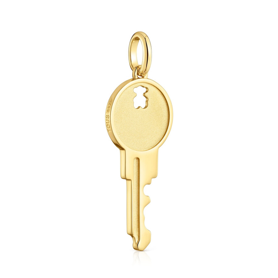 ciondolo chiave con placcatura in oro 18kt su medaglioni in argento
