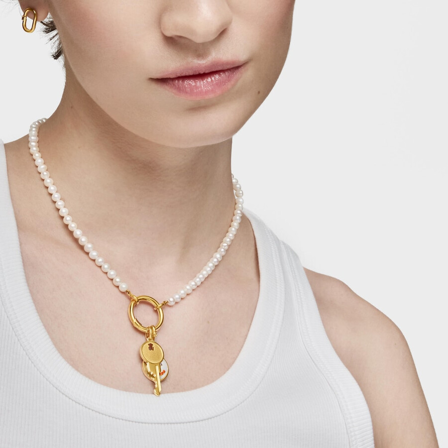 ciondolo chiave con placcatura in oro 18kt su medaglioni in argento