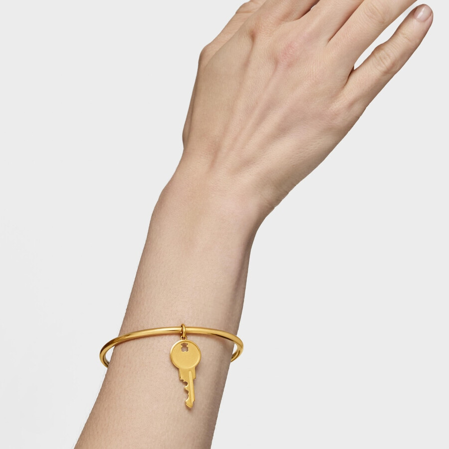 ciondolo chiave con placcatura in oro 18kt su medaglioni in argento