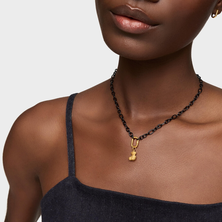 ciondolo a forma di orso con placcatura in oro 18kt su argento con diamanti bold bear