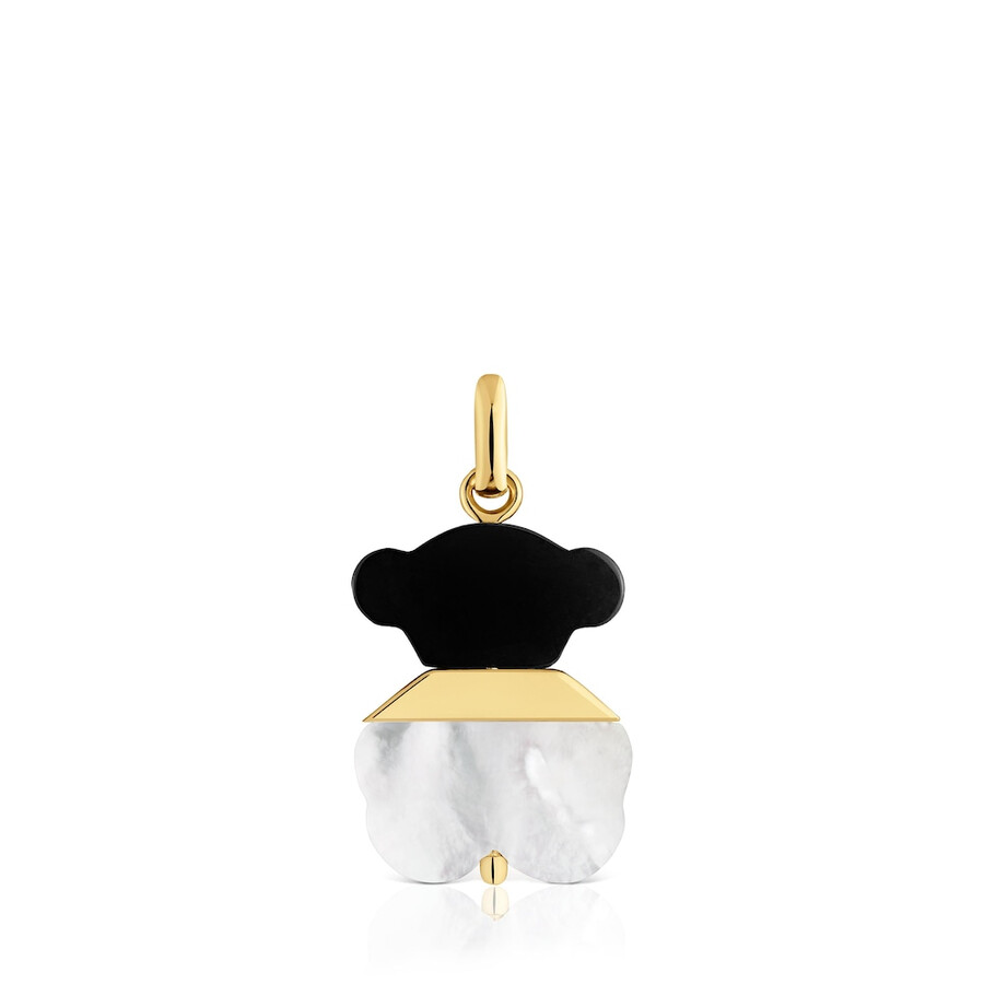 ciondolo da 16 mm con placcatura in oro 18kt su argento madreperla e onice sweet dolls