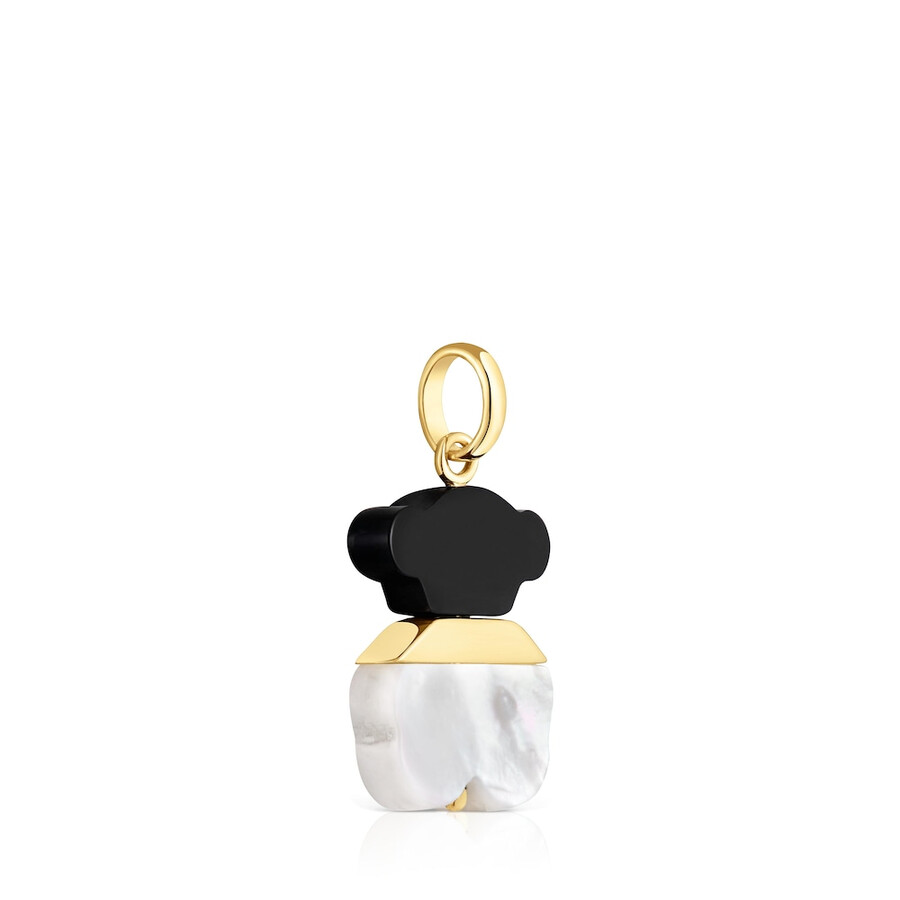ciondolo da 16 mm con placcatura in oro 18kt su argento madreperla e onice sweet dolls