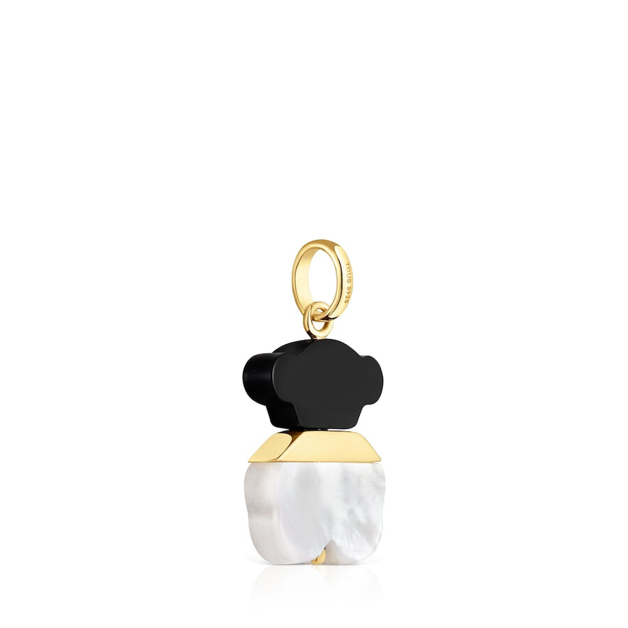 ciondolo da 16 mm con placcatura in oro 18kt su argento madreperla e onice sweet dolls