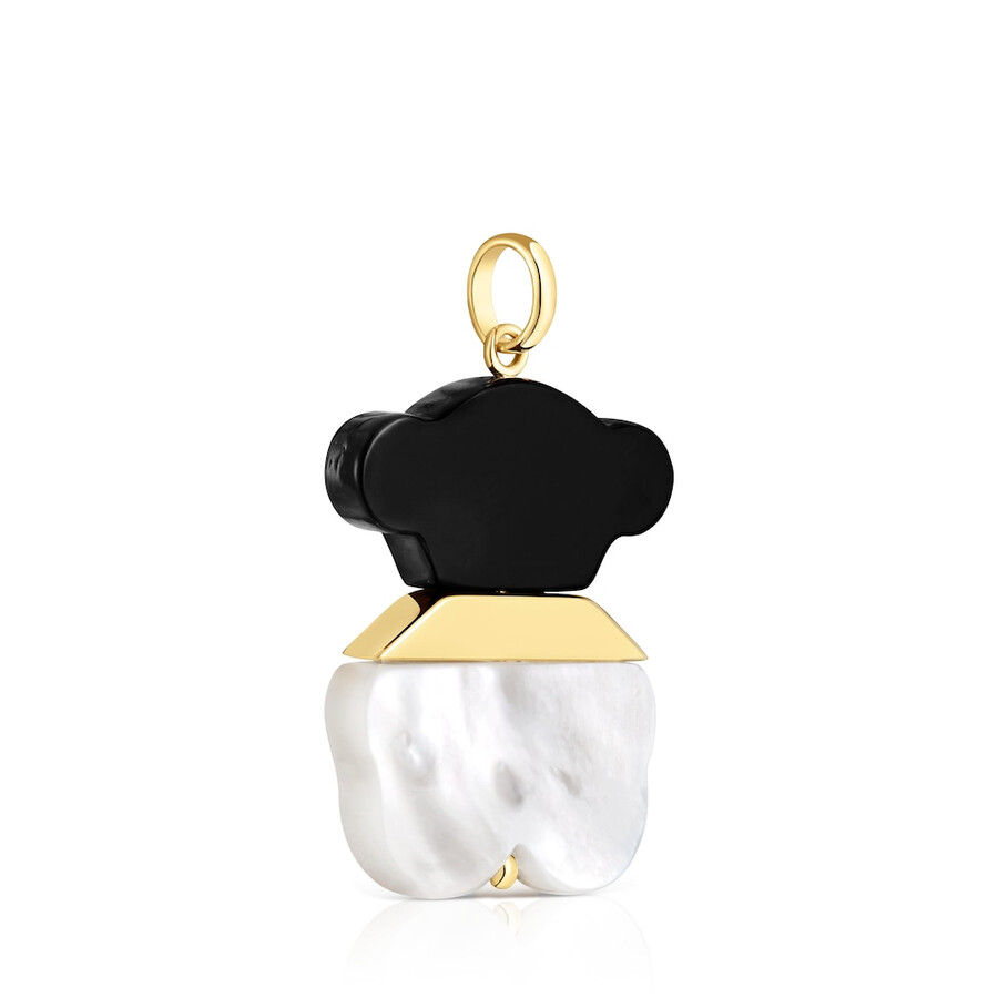 ciondolo da 25 mm con placcatura in oro 18kt su argento madreperla e onice sweet dolls