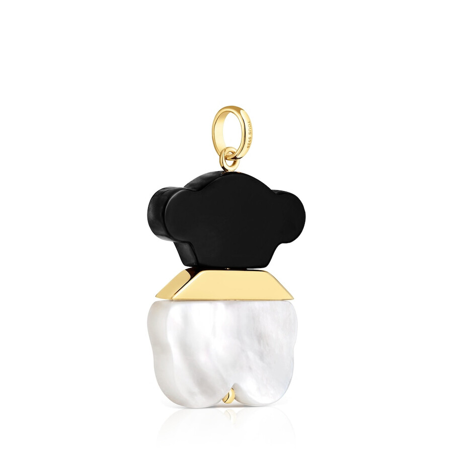 ciondolo da 25 mm con placcatura in oro 18kt su argento madreperla e onice sweet dolls