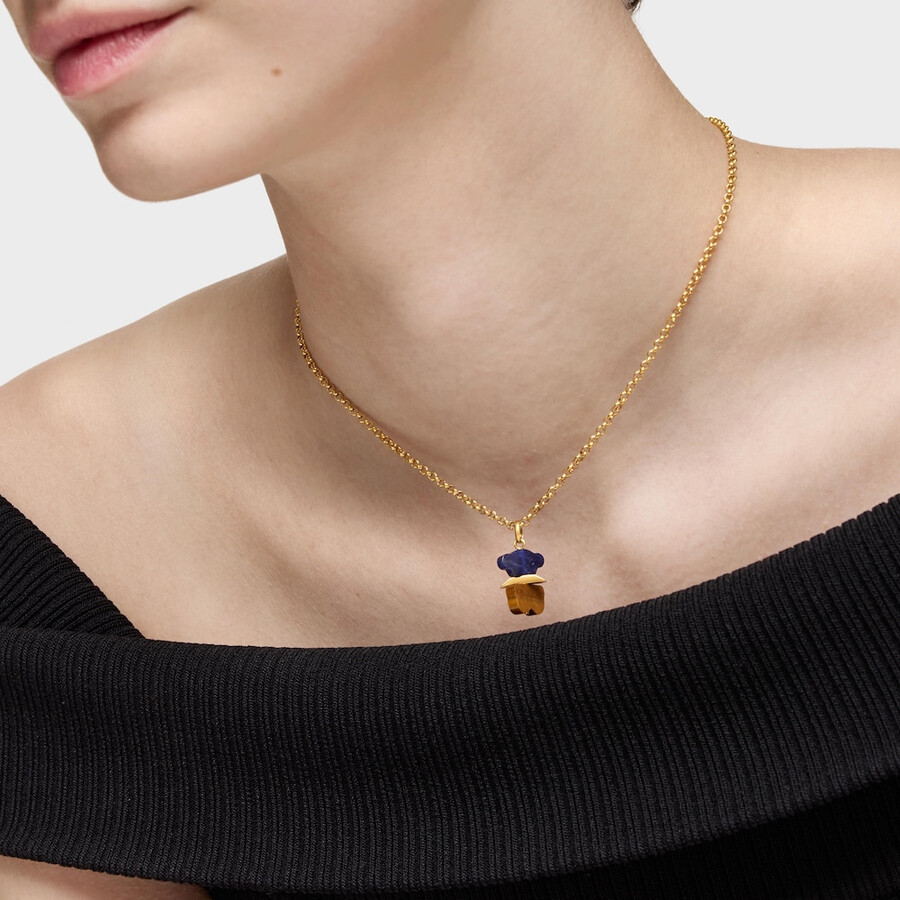 ciondolo con placcatura in oro 18kt su argento sodalite e occhio di tigre sweet dolls