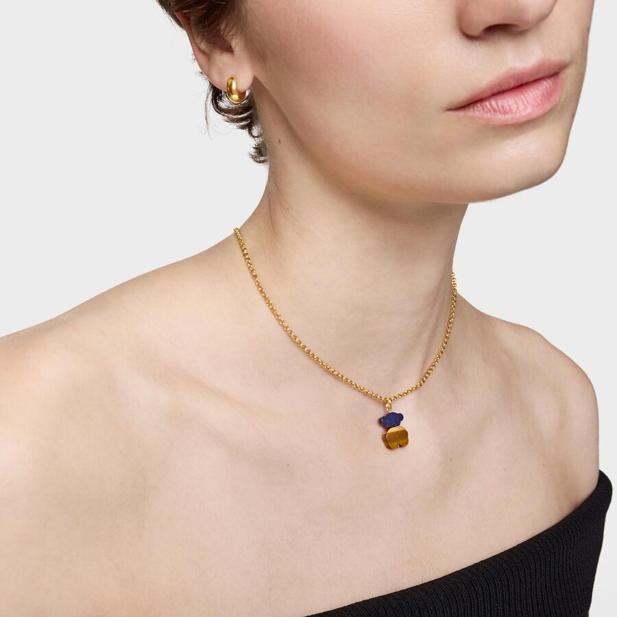 ciondolo con placcatura in oro 18kt su argento sodalite e occhio di tigre sweet dolls
