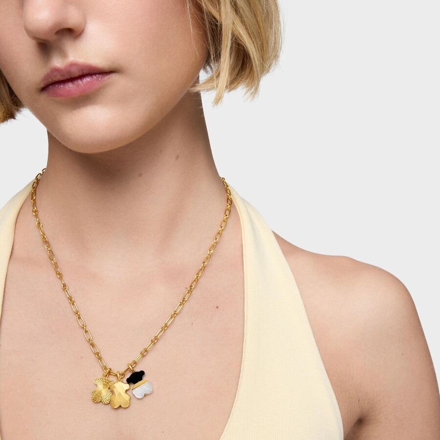 ciondolo a forma di orso con placcatura in oro 18kt su argento icon metal