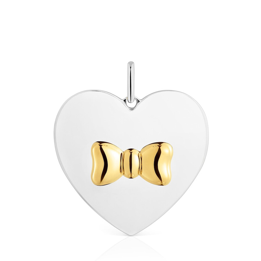 ciondolo a forma di cuore con motivo a fiocco bicolore tous ribbon