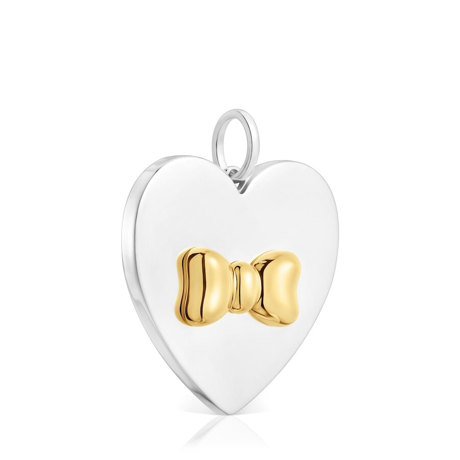ciondolo a forma di cuore con motivo a fiocco bicolore tous ribbon
