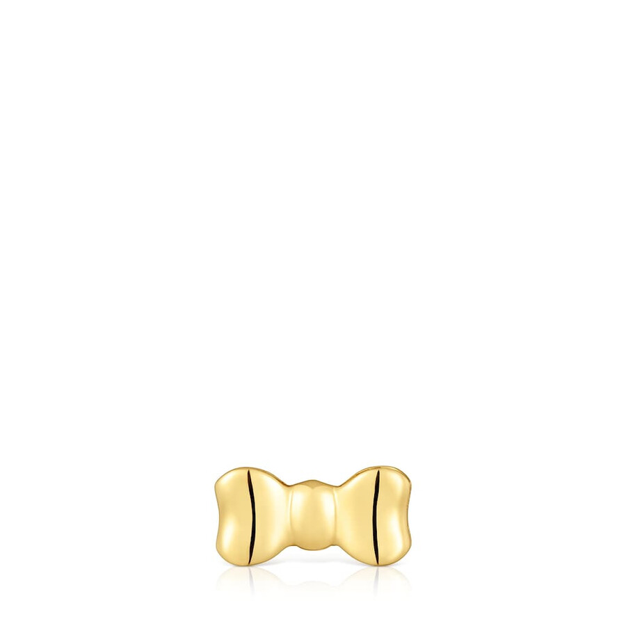 ciondolo a fiocco da 15 mm con placcatura in oro 18kt su nastro tous in argento