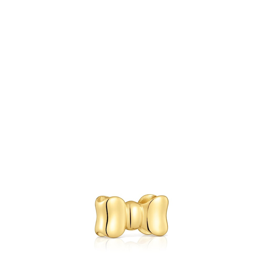 ciondolo a fiocco da 15 mm con placcatura in oro 18kt su nastro tous in argento