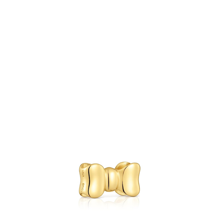 ciondolo a fiocco da 15 mm con placcatura in oro 18kt su nastro tous in argento