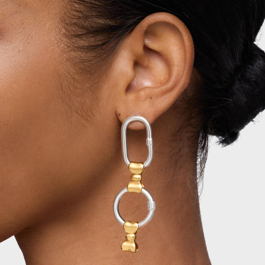 ciondolo a fiocco da 15 mm con placcatura in oro 18kt su nastro tous in argento
