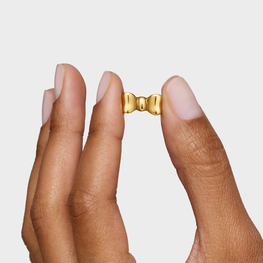 ciondolo a fiocco da 15 mm con placcatura in oro 18kt su nastro tous in argento