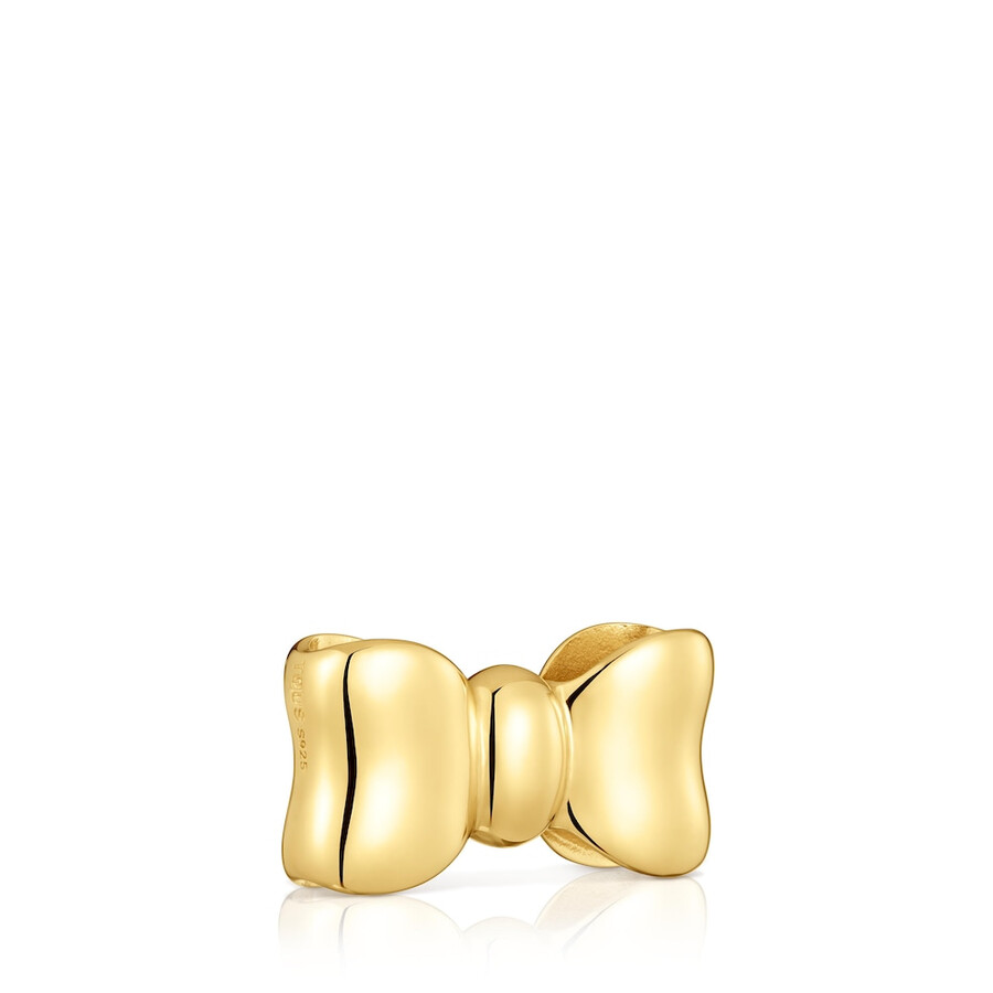 ciondolo a fiocco da 25 mm con placcatura in oro 18kt su nastro tous in argento