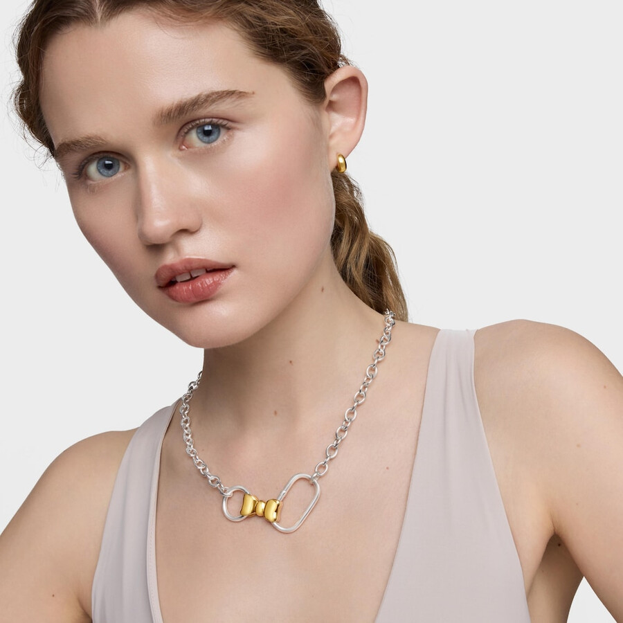 ciondolo a fiocco da 25 mm con placcatura in oro 18kt su nastro tous in argento