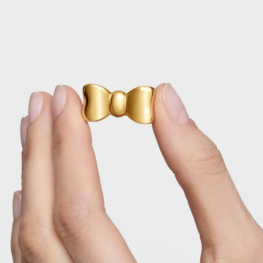 ciondolo a fiocco da 25 mm con placcatura in oro 18kt su nastro tous in argento