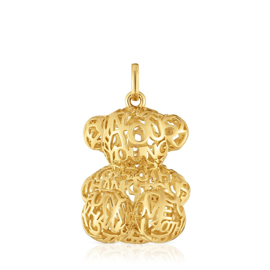ciondolo a forma di orso traforato con placcatura in oro 18kt su argento bold bear