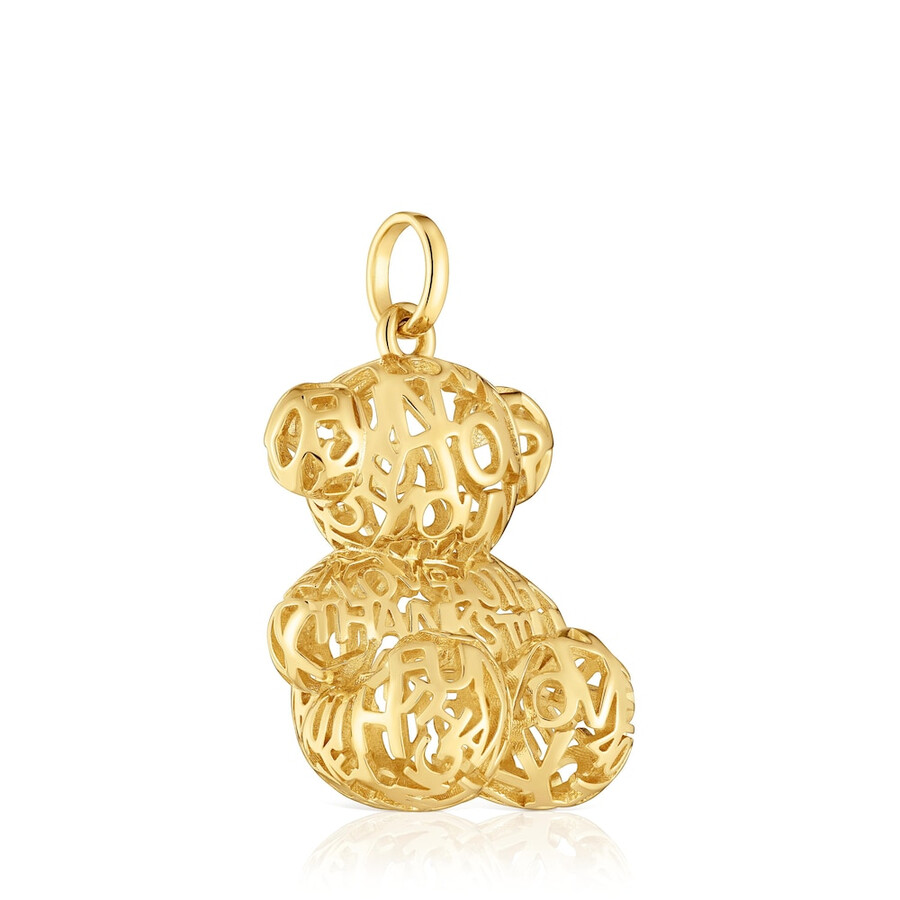 ciondolo a forma di orso traforato con placcatura in oro 18kt su argento bold bear