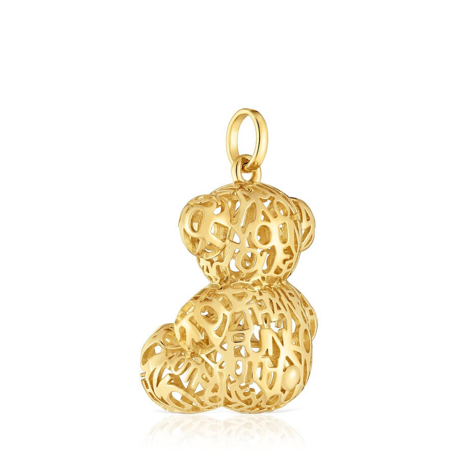 ciondolo a forma di orso traforato con placcatura in oro 18kt su argento bold bear