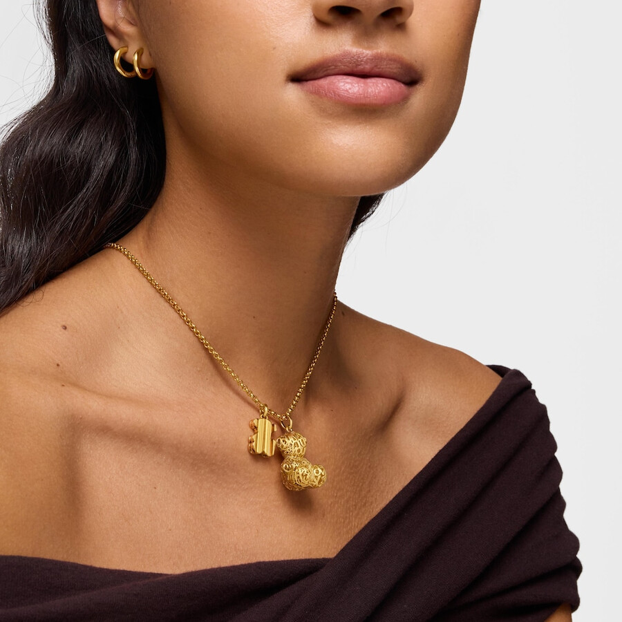 ciondolo a forma di orso traforato con placcatura in oro 18kt su argento bold bear