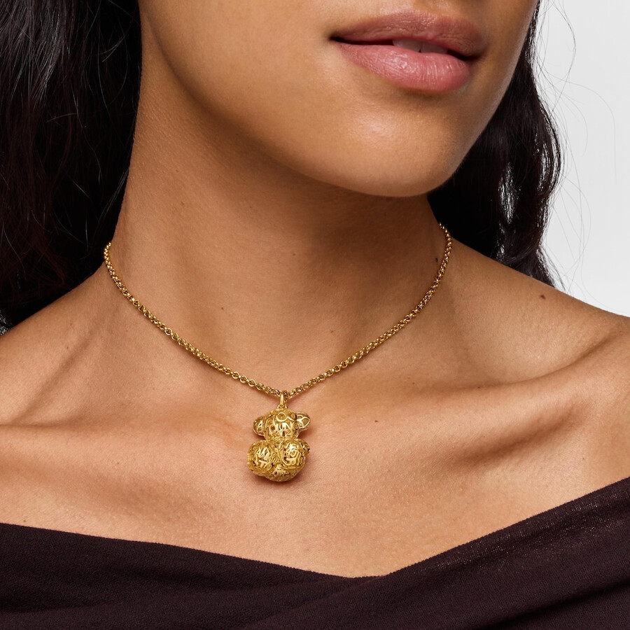 ciondolo a forma di orso traforato con placcatura in oro 18kt su argento bold bear