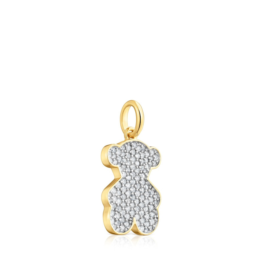 ciondolo a forma di orso con placcatura in oro 18kt su argento e diamanti sweet dolls