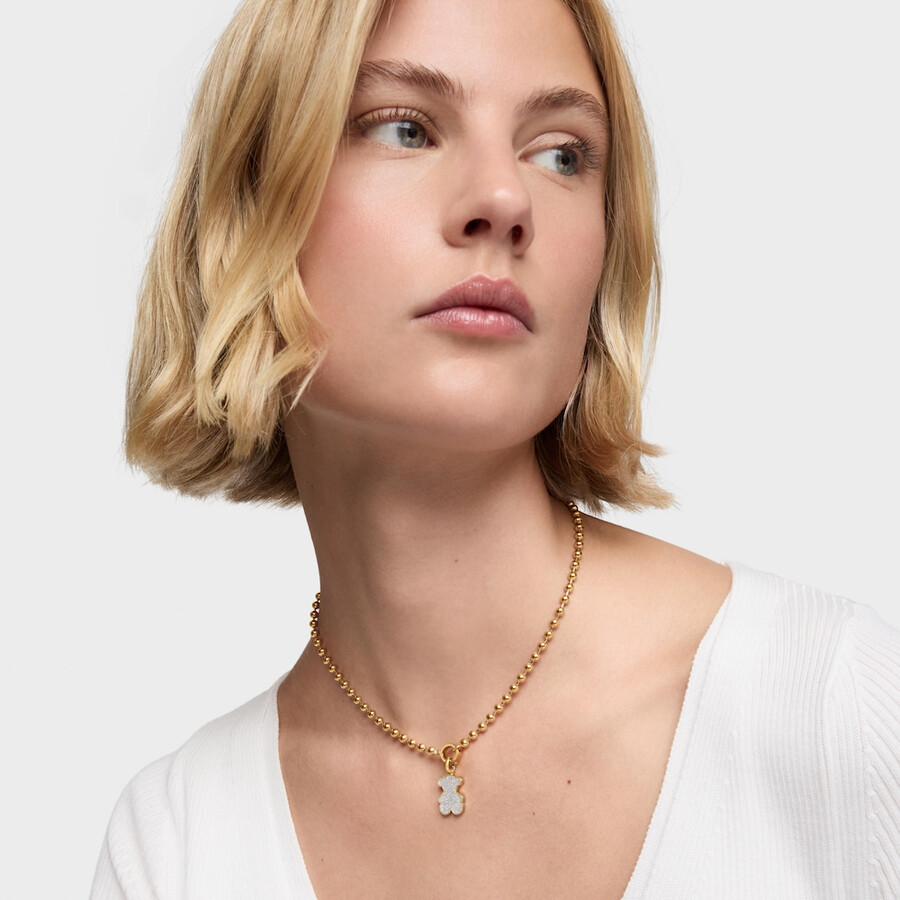 ciondolo a forma di orso con placcatura in oro 18kt su argento e diamanti sweet dolls