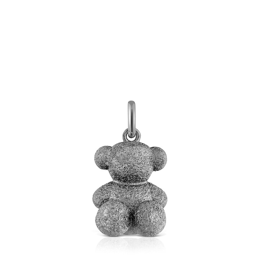 ciondolo orso in argento scuro con diamanti di medie dimensioni bold bear